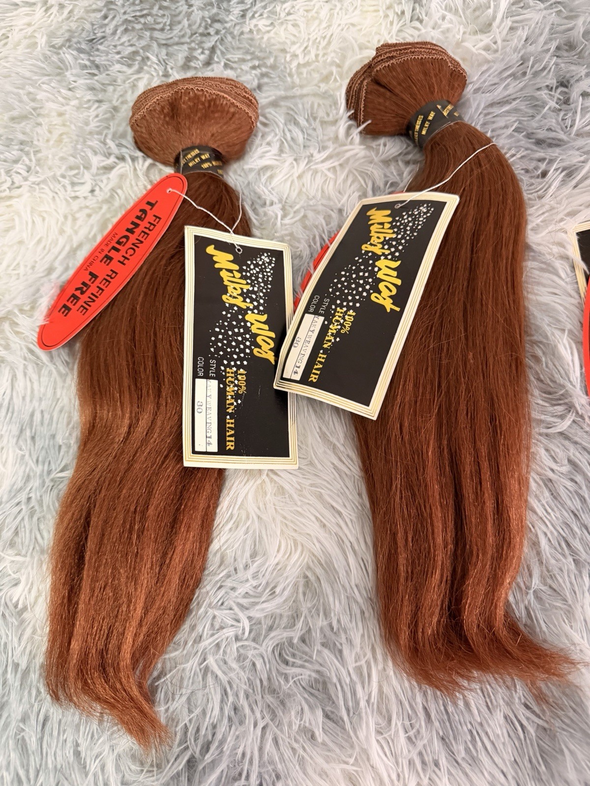 Milky Way Yaky Human Hair Extensions Straight Auburn 14” 14” 10” 10”Colour 30