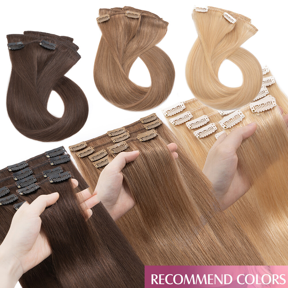 CLEARANCE Clip In Human Hair Extensions Full Head 100% Real Remy Hair Balayage F
