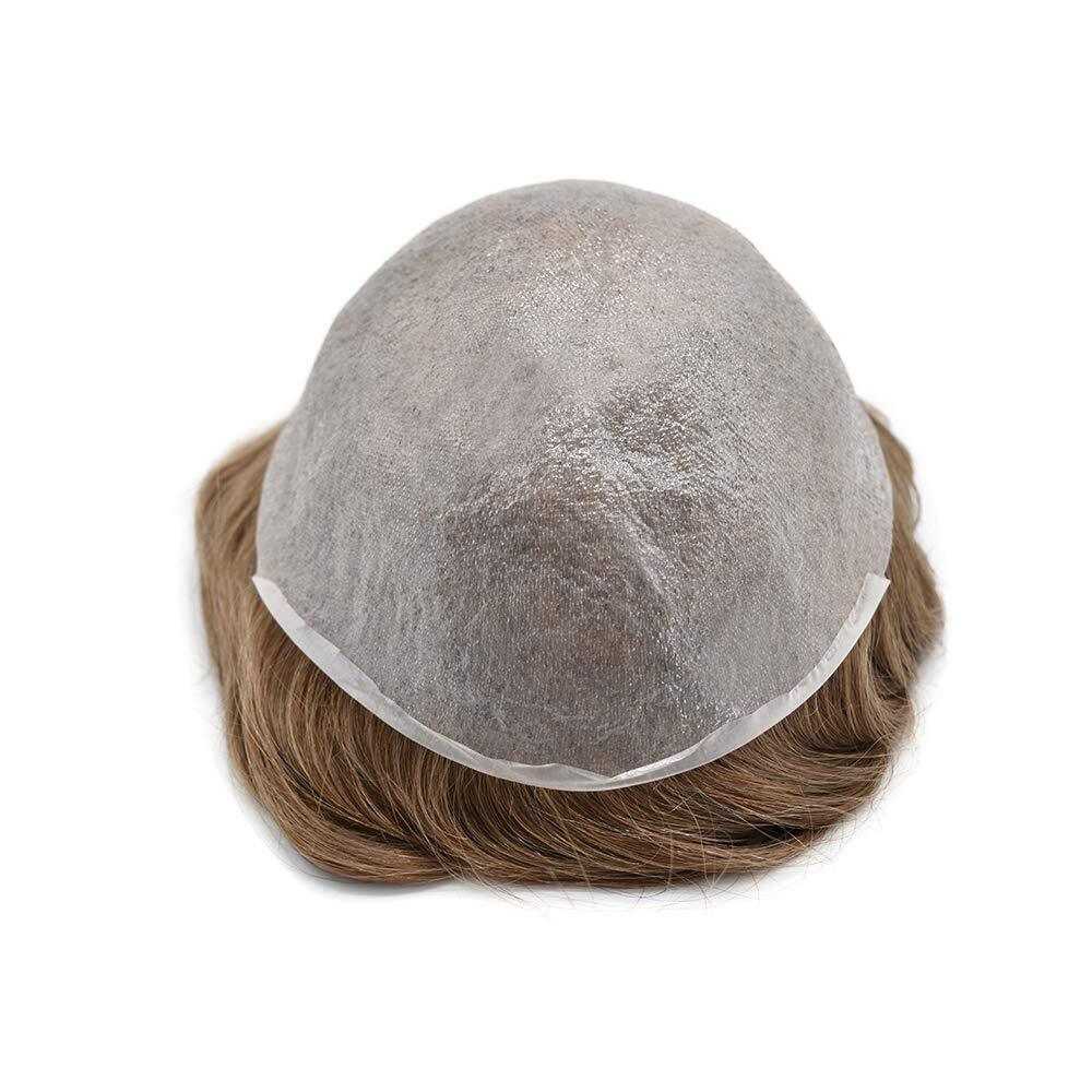 Mens Toupee Ultra Thin Skin Hair Replacement System Invisible V-Loop Hair PieceU