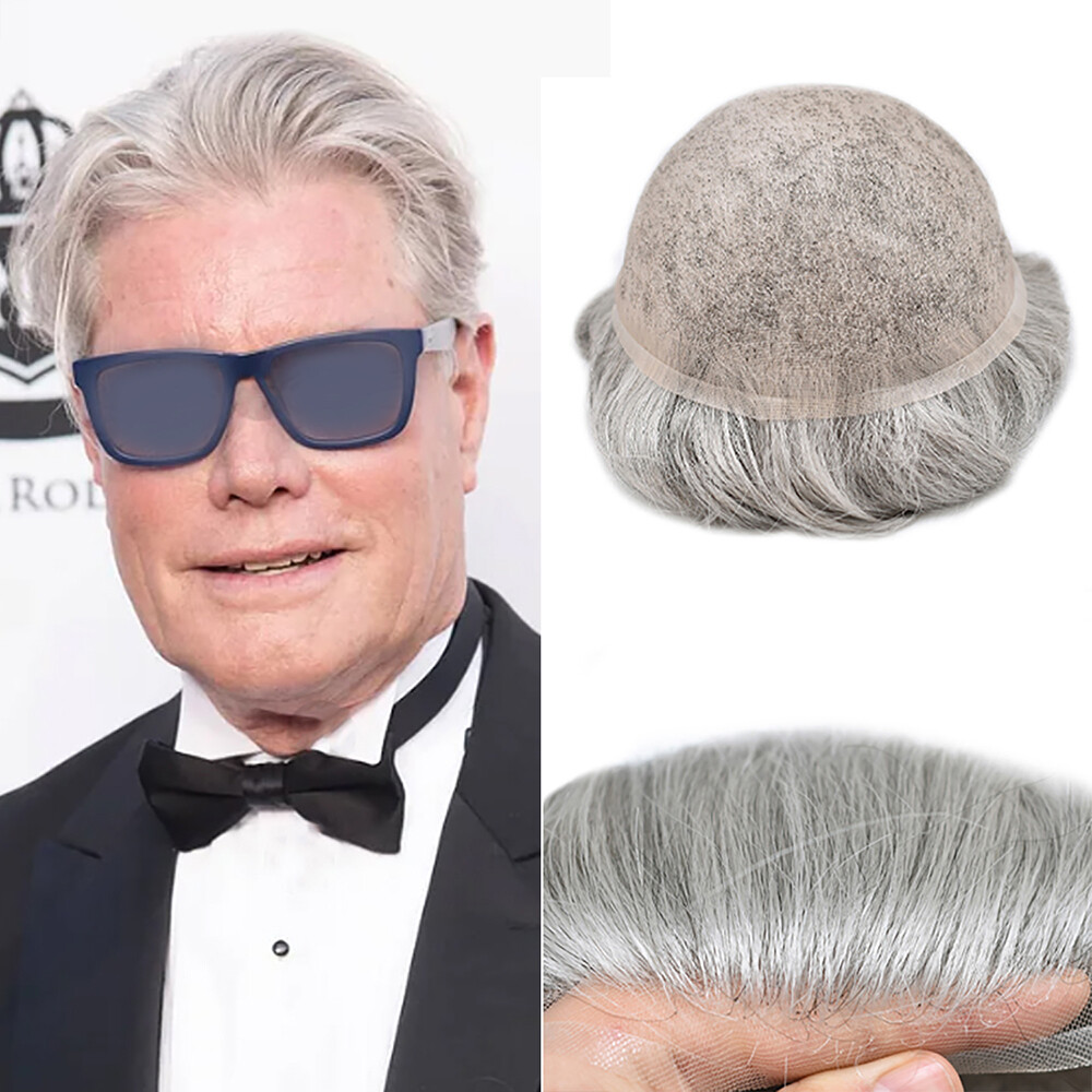 Mens Toupee,Hair replacement,Hairpiece for men Full French lace Mens Hair system