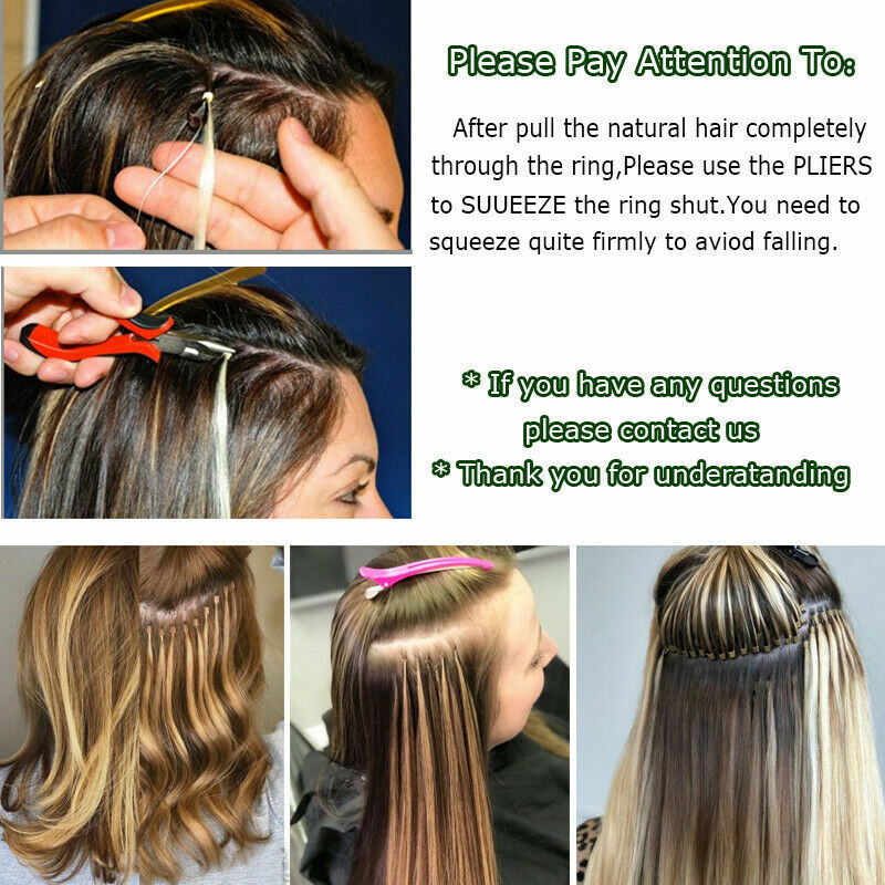 Micro Ring Loop Hair Extensions Real Human Hair Silicone Micro Beads Links Hair