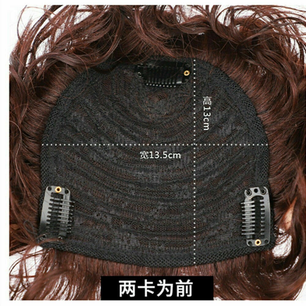 100% Human Hair Toupee Curly Topper Clip Bob Hairpiece Top Wigs for Men Women
