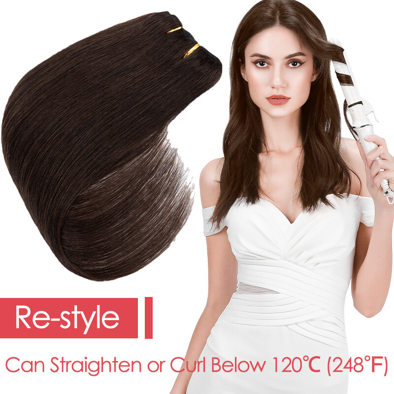 Double Wefts Clip In Russian Remy Human Hair Extensions Blonde Full Head Thick