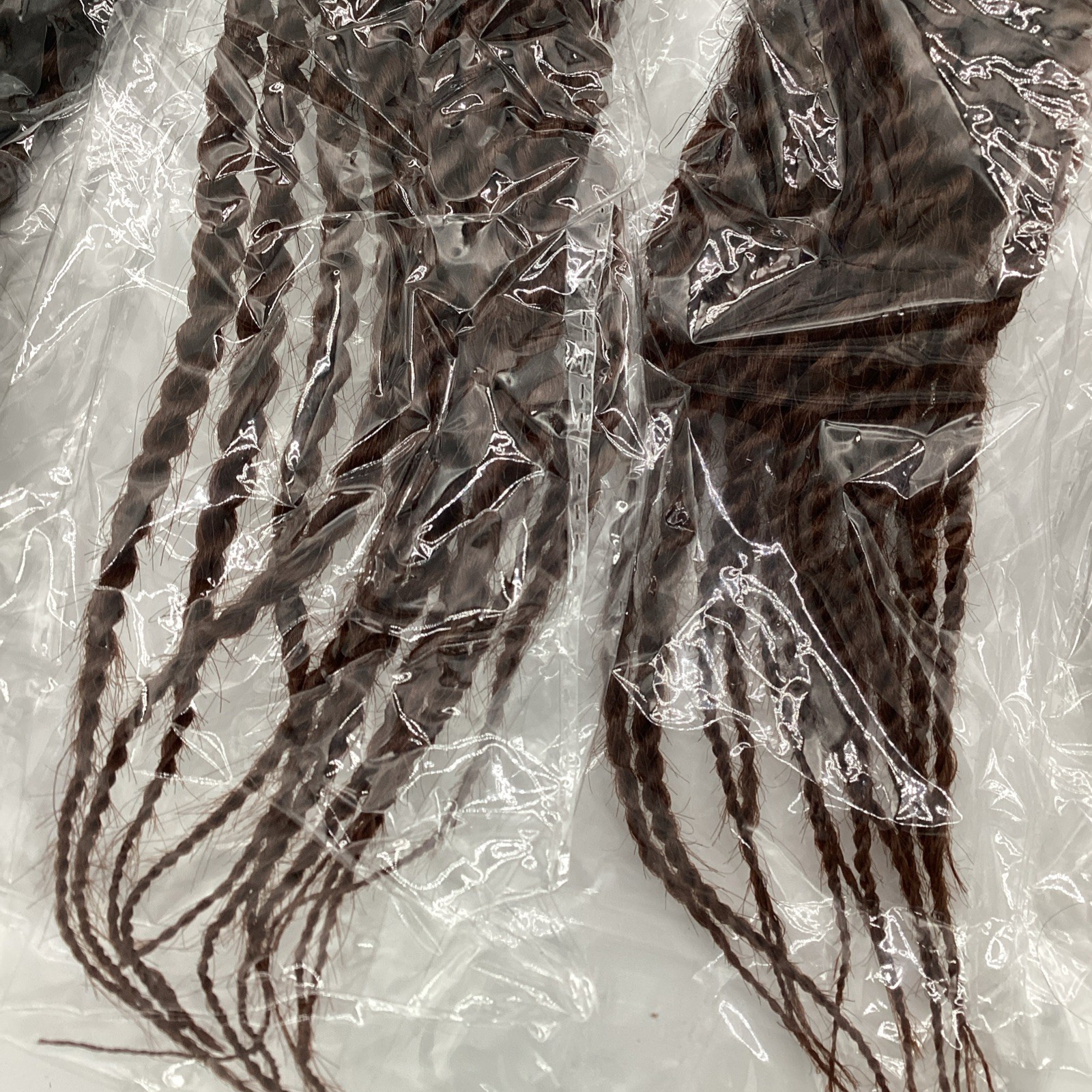 (6) Hair Braids Dark Brown Plastic Human Hair-Like Extensions Nip Free Shipping