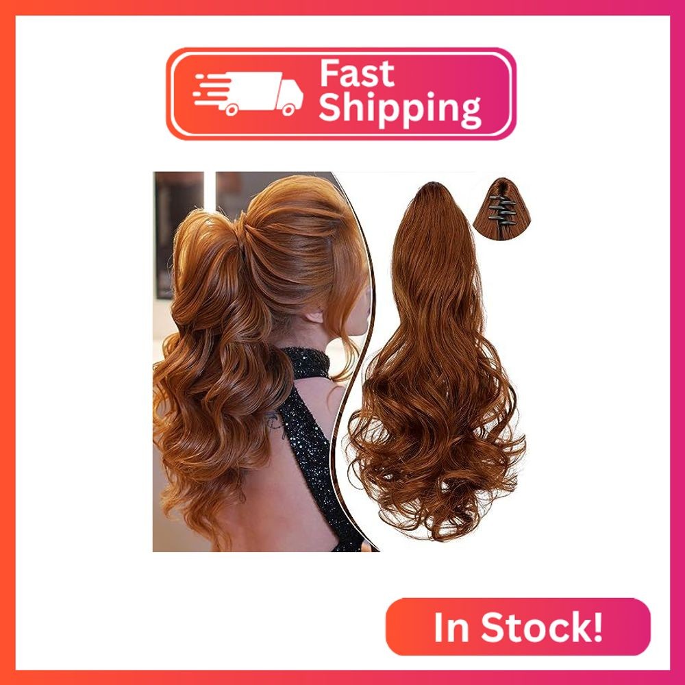 Leterly Ponytail Extension Claw 18″ Curly Wavy Clip in Hairpiece Ponytail Hair E