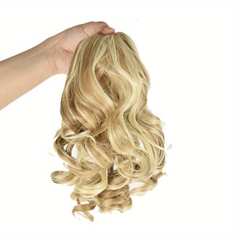 Women’s Curly Wavy Ponytail Extensions Curly Straight Synthetic Hair gold