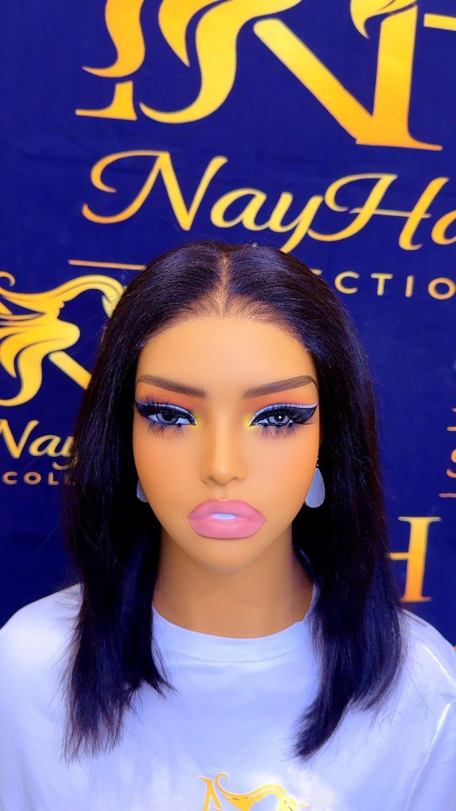 NayHair Collection Lace Front Glueless 7*5 Bob layer yaki str 12” 250 density
