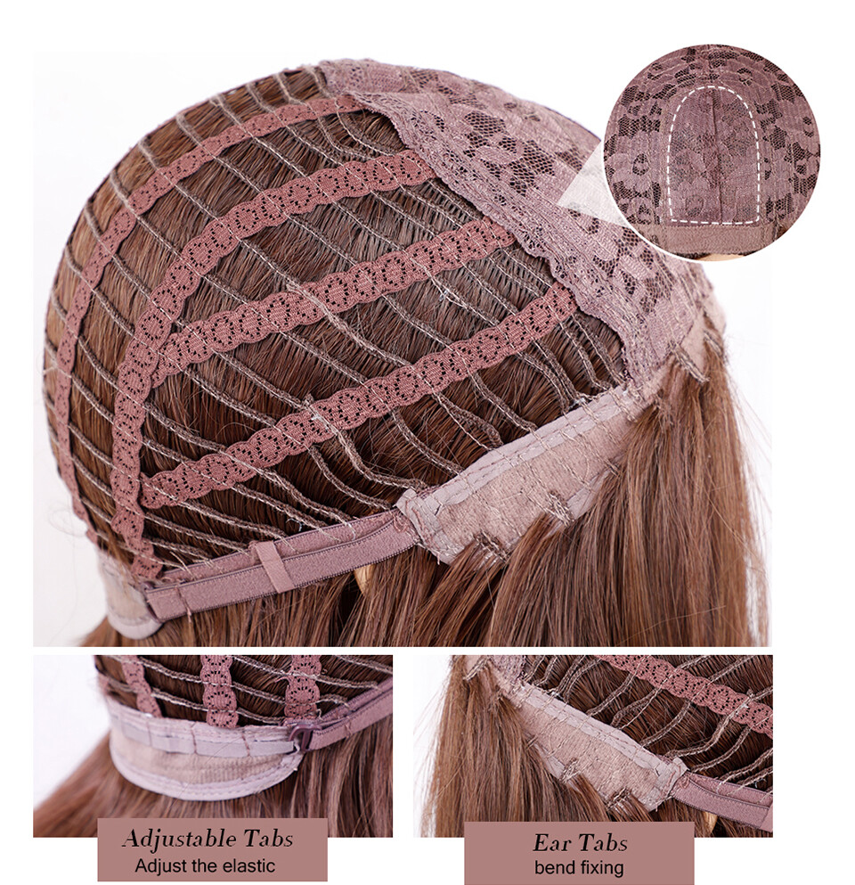 Short Bob Blonde Wigs Ash Blonde Wigs with Bangs Brown Roots for Women Daily