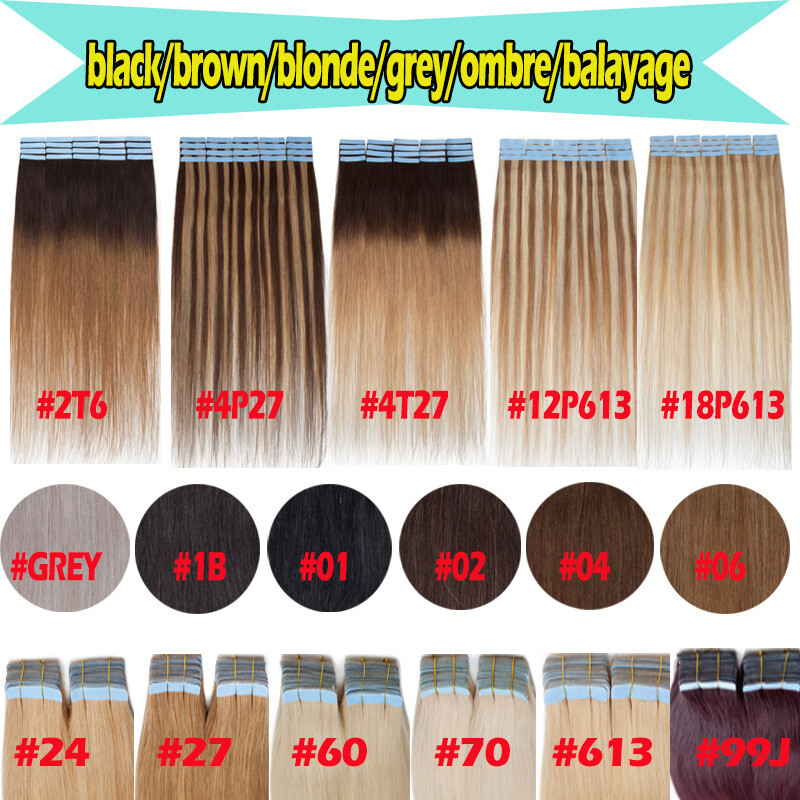 200g 80pcs Thick Skin Weft Tape In Remy Human Hair Extensions Full Head Blonde
