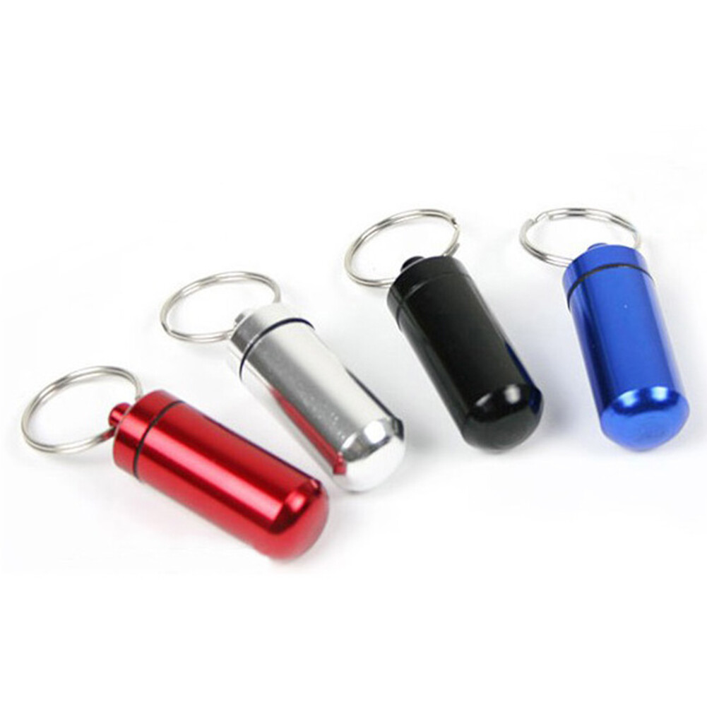 2/5/10 Waterproof Small Metal Medicine Pill Box Bottle Holder Container Keychain