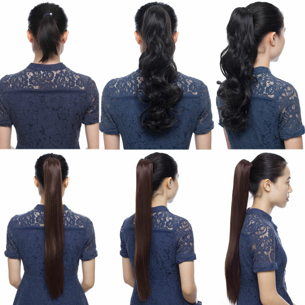 US 100% Real Thick Pony Tail Hair Extensions Clip In Claw Around Ponytail Ombre