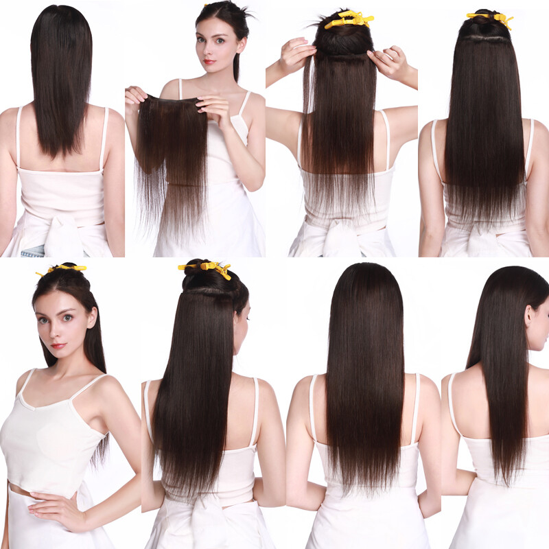 8PCS Clip In Hair Extensions 100% Real Soft Human Hair Weft Any Color 14″-24″ US