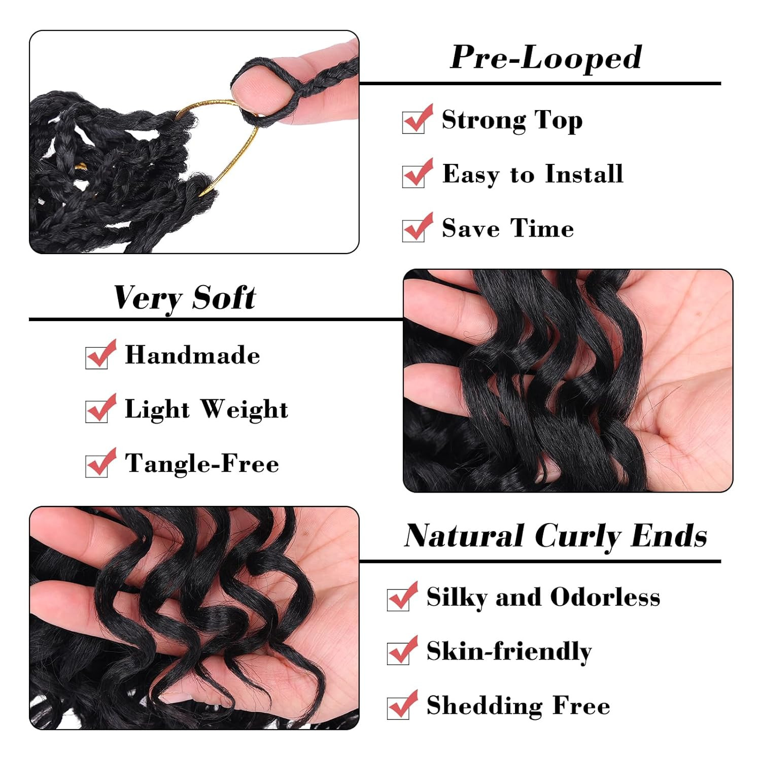 Gogo Curl Crochet Hair 10 Inch 8 Packs Black Ocean Wave Crochet Hair Pre Looped