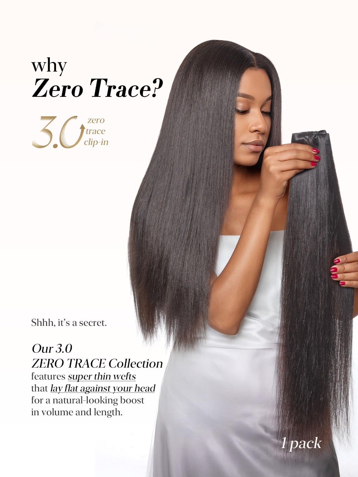 Invisible Clip-In Hair Extensions 20″ Yaki Straight 100g 7 Pcs – Real Human Hair