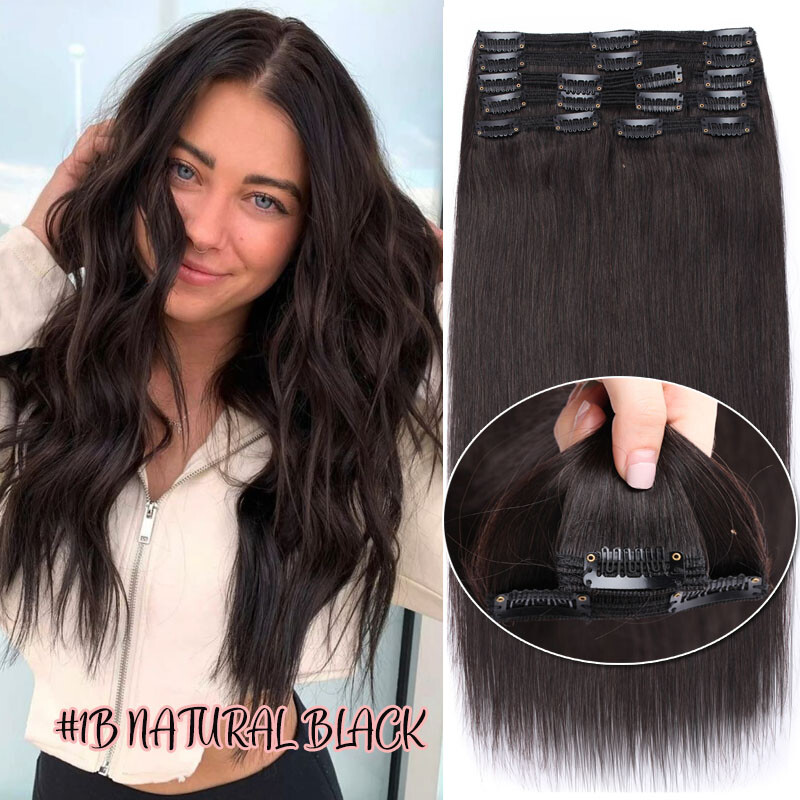 EXTRA THICK Double Weft Clip In 100% Human Hair Extensions Full Head 140g BLONDE