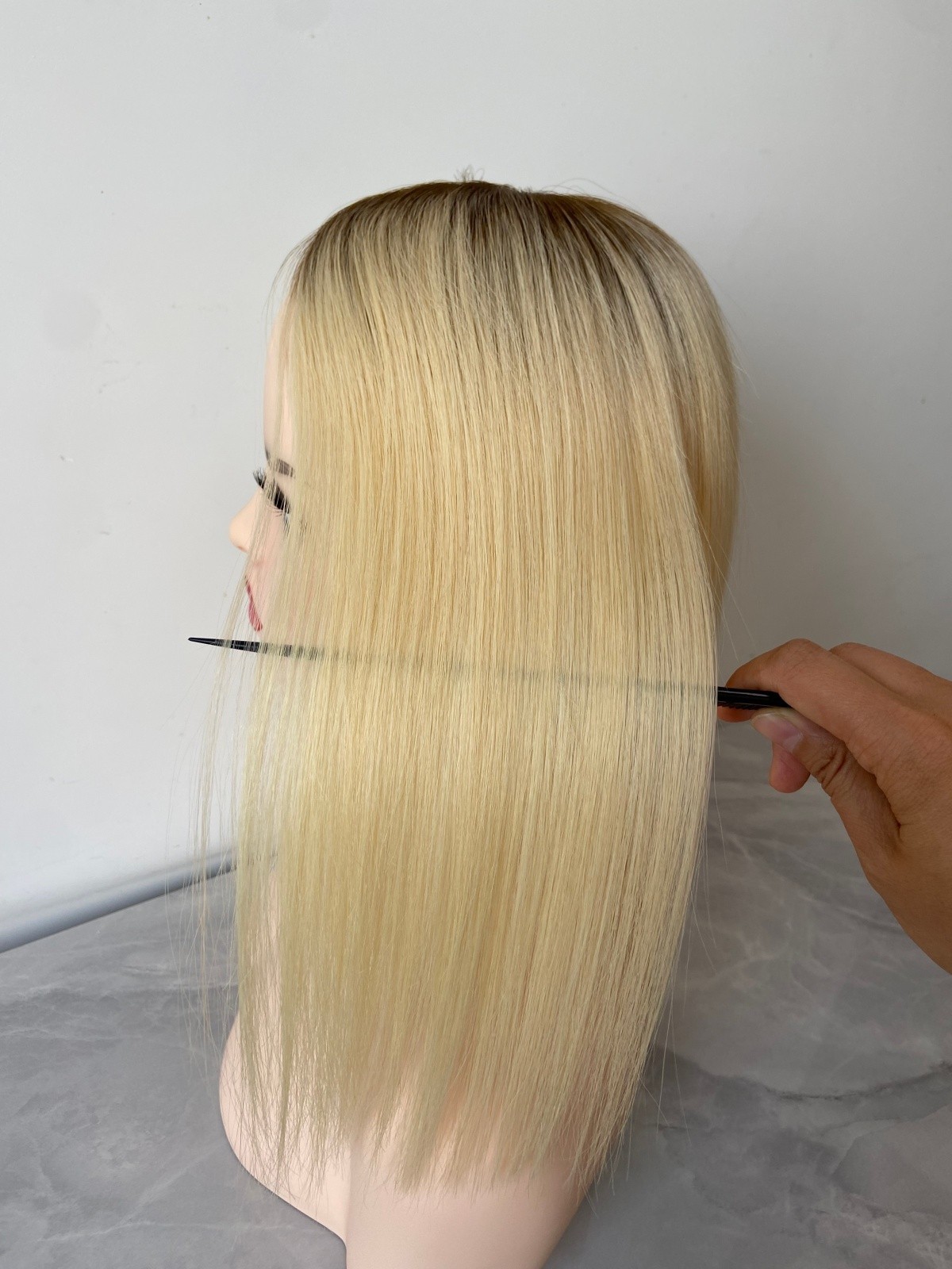 100% HUMAN RUSSIAN HAIR 5″x5″ BLONDE TOPPER BROWN ROOTED OMBRE HAIRPIECE