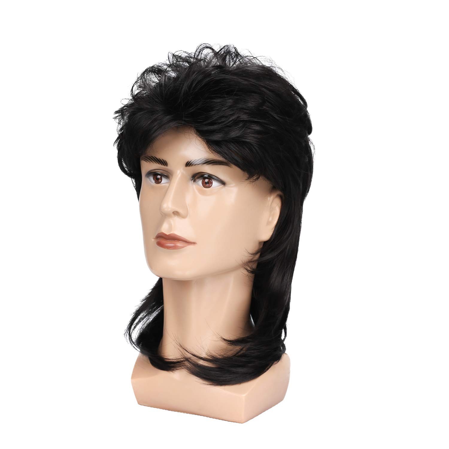 Men’s Black Mullet Cosplay Wig with Adjustable Cap – Party Ready Accessory