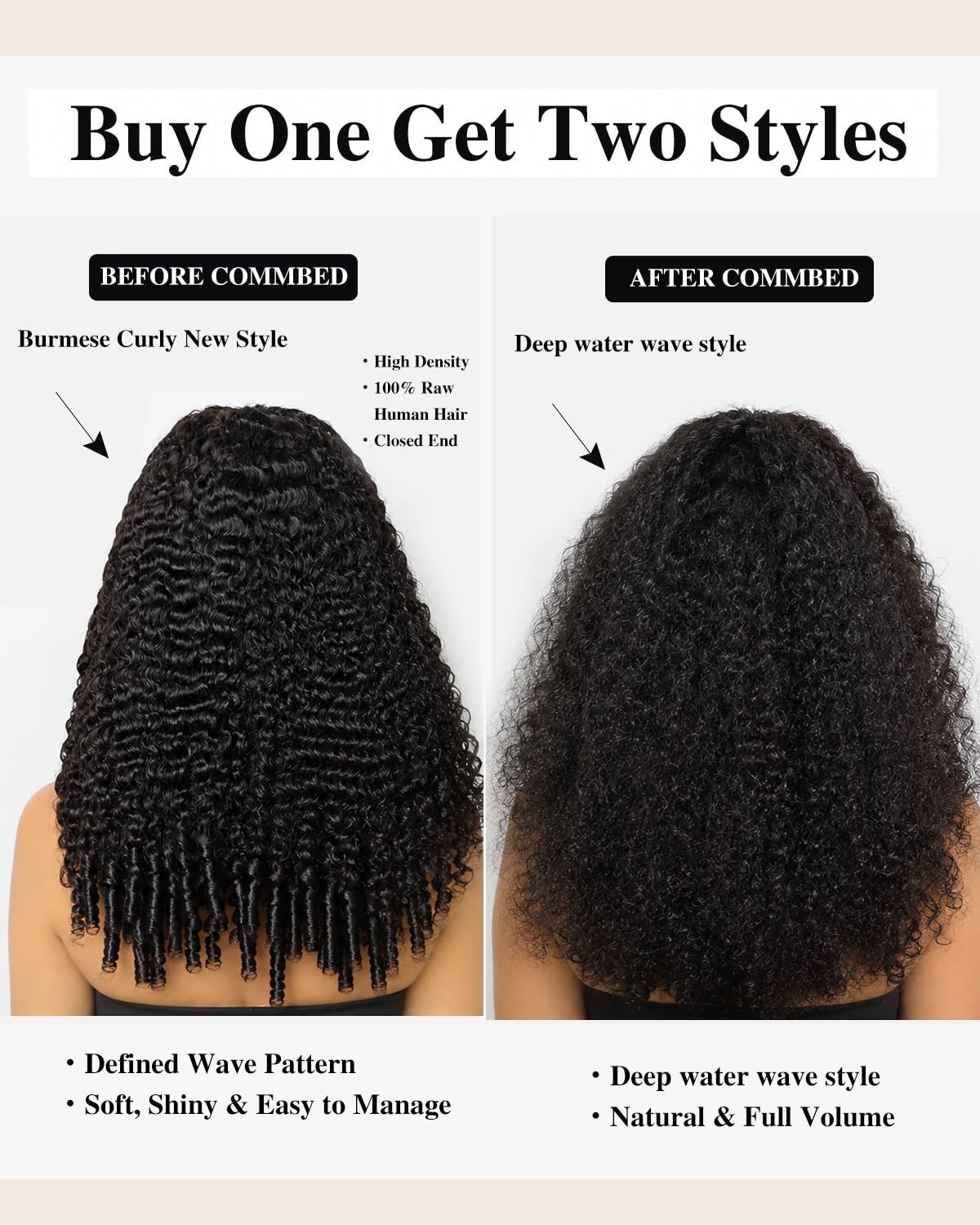 Curly Half Wigs for Black Women – 26″ Glueless Drawstring Human Hair, 180% Densi