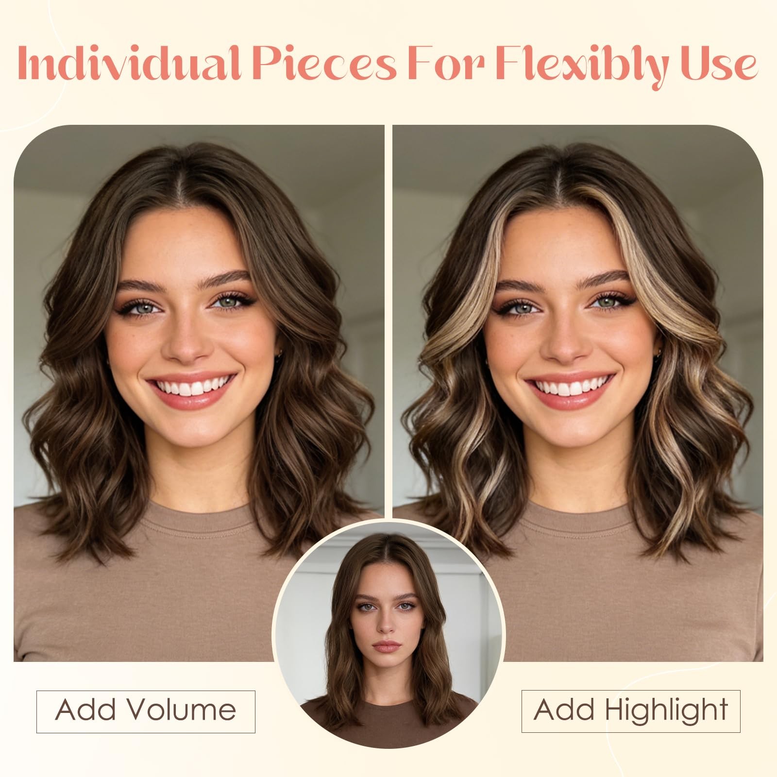 Hairro Body Wave Clip In Short Hair Extensions Real Human Hair 6Pcs Clip Ins