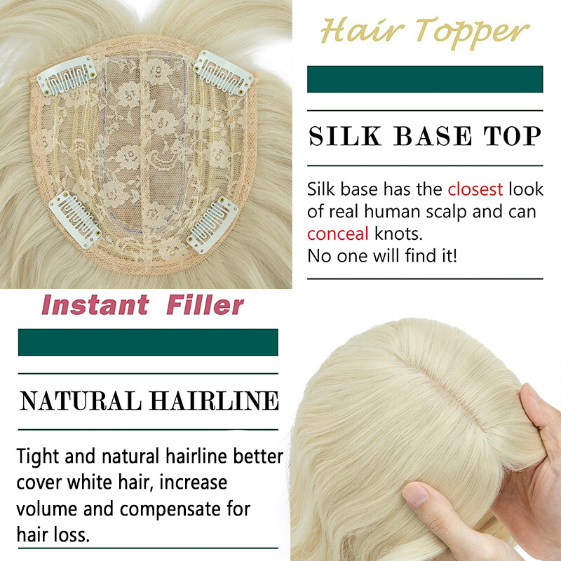 Topper Piece Clip In Hair Top Toupee Silk Wigs Hairpiece Real AS Human with Bang