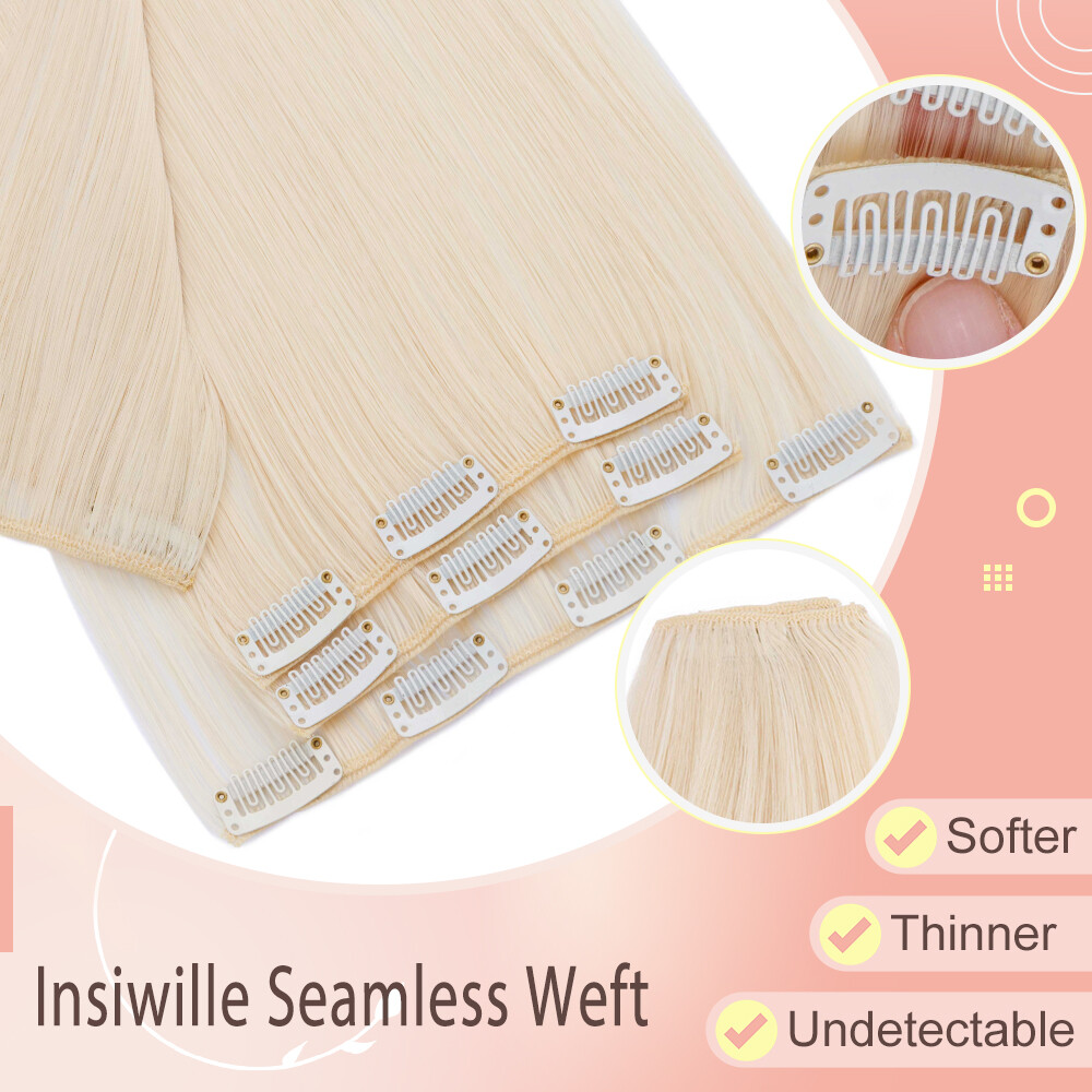 US 8 Pieces Clip In Hair Extensions Full Head Natural As Human Real Thick Wavy