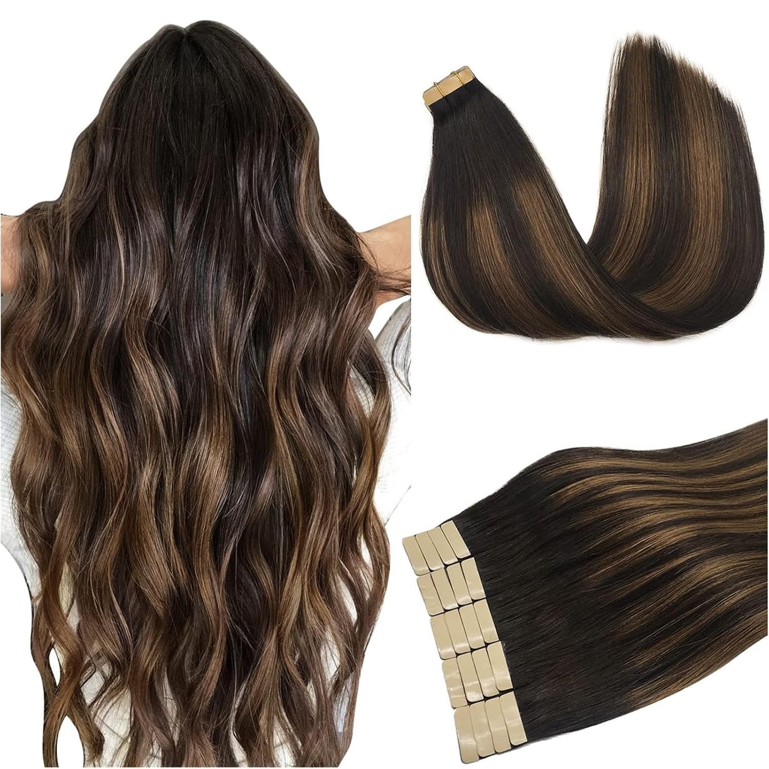 10 Inch Remy Human Hair Tape In Extensions – Dark Brown to Chestnut Brown
