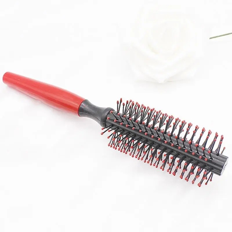 Plastic Roll Round Curly Hair Comb Women Girls Cylinder Pear Flower Round