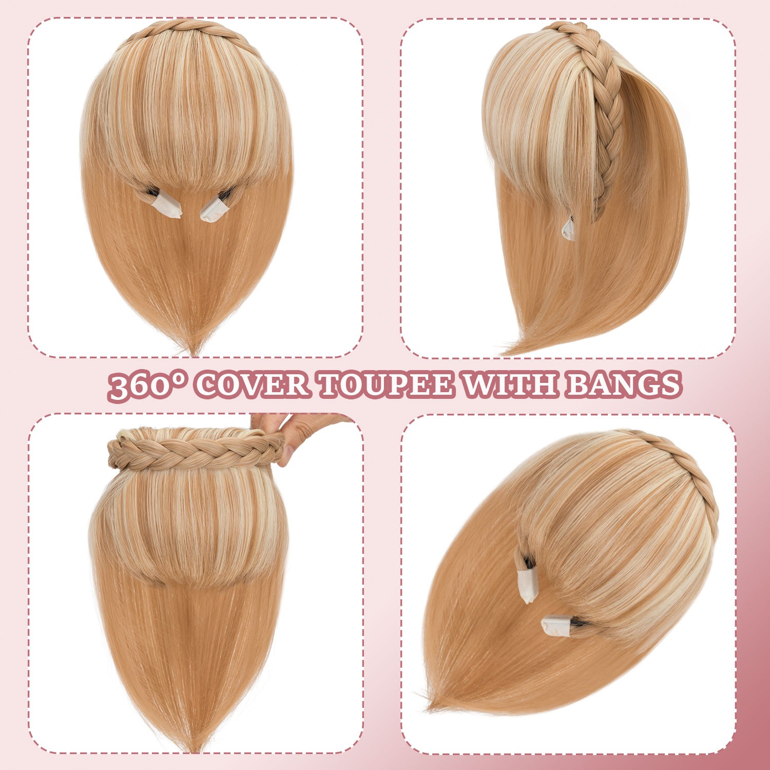 Thick Neat Bangs Toupee for Women Natural Headband with Bangs,Synthetic Hair Wig