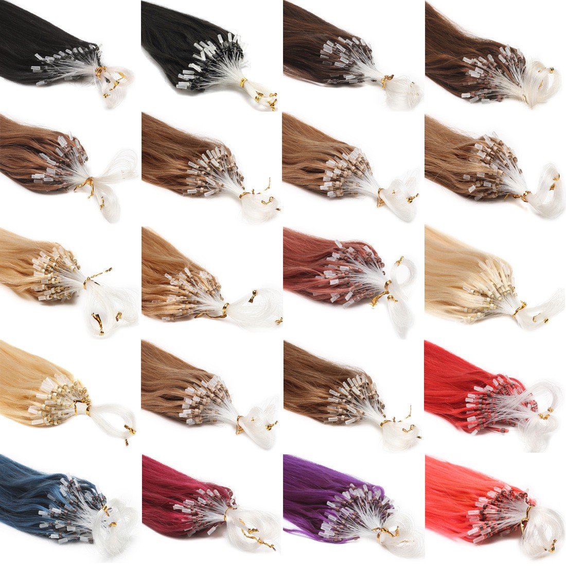 Micro Ring Loop Hair Extensions Micro Bead Tip Russian Remy Human Hair Natural