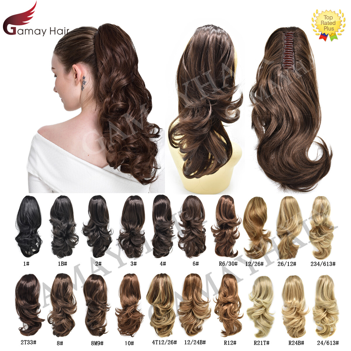 Thick Jaw Claw Clip In Ponytail Curly Wavy Hair Extensions Natural As Human Hair