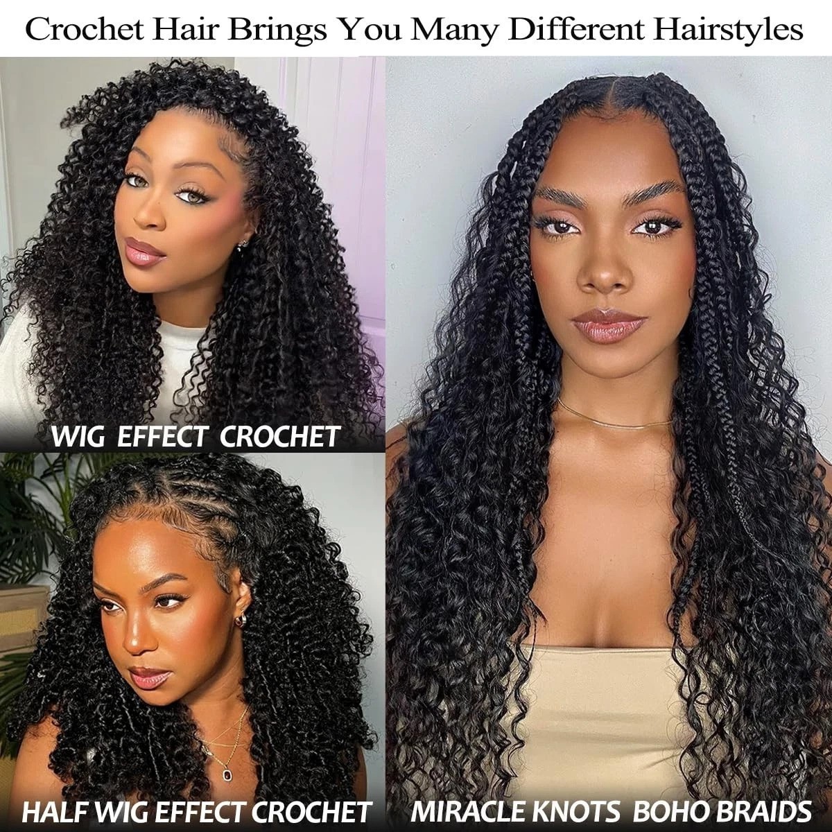 Kinky Curly Miracle Knots – 70g Invisible Human Crochet Hair Extensions 16 Inch
