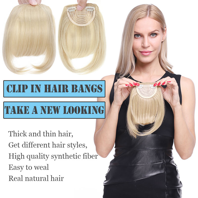 French Fringe Bangs Front Forehead Hairpiece Clip in Hair Extensions As Human