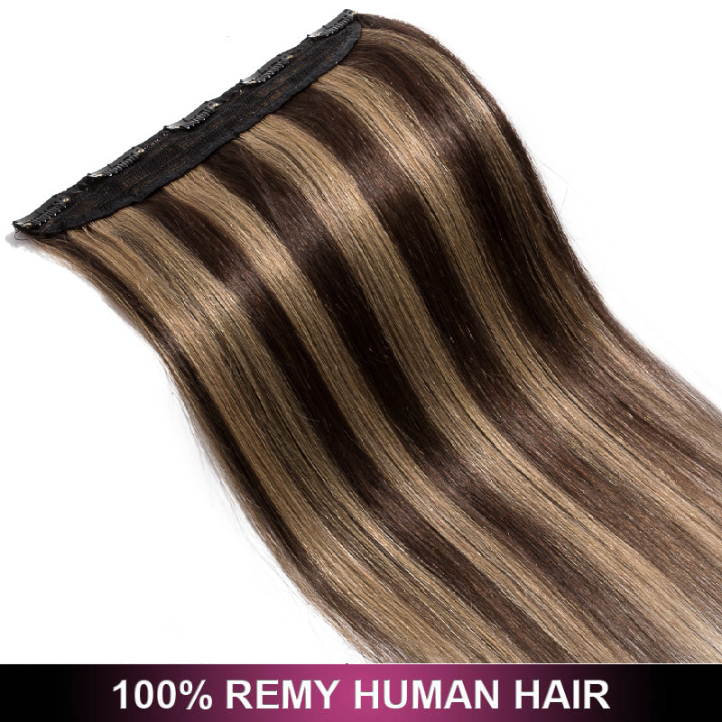 120G Real Remy Clip in Human Hair Extensions One Piece 3/4 Full Head Invisible