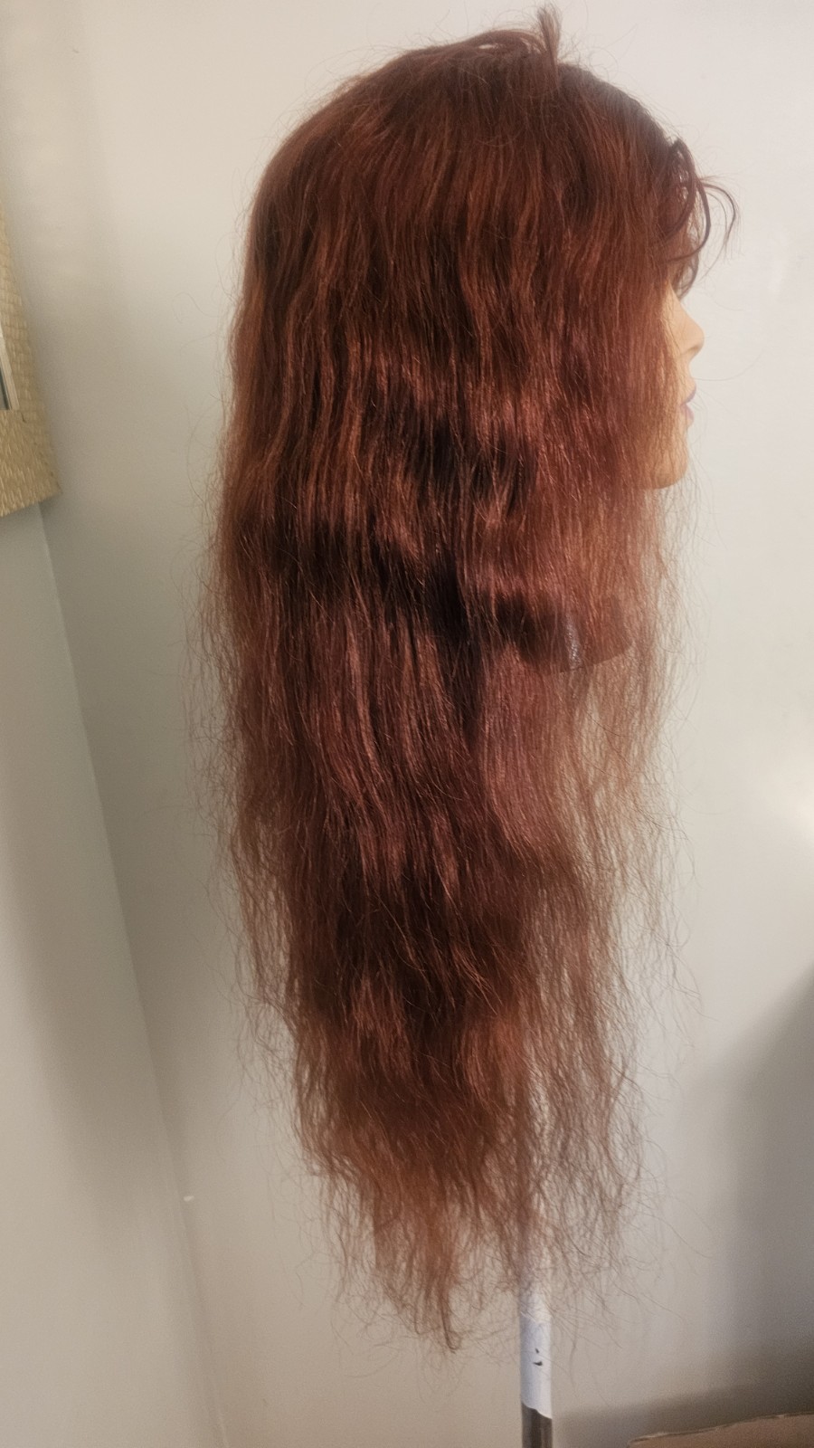 High-Quality Regular Top 26″ Orangish Wavy 150% Virgin Human Hair Lace Wig