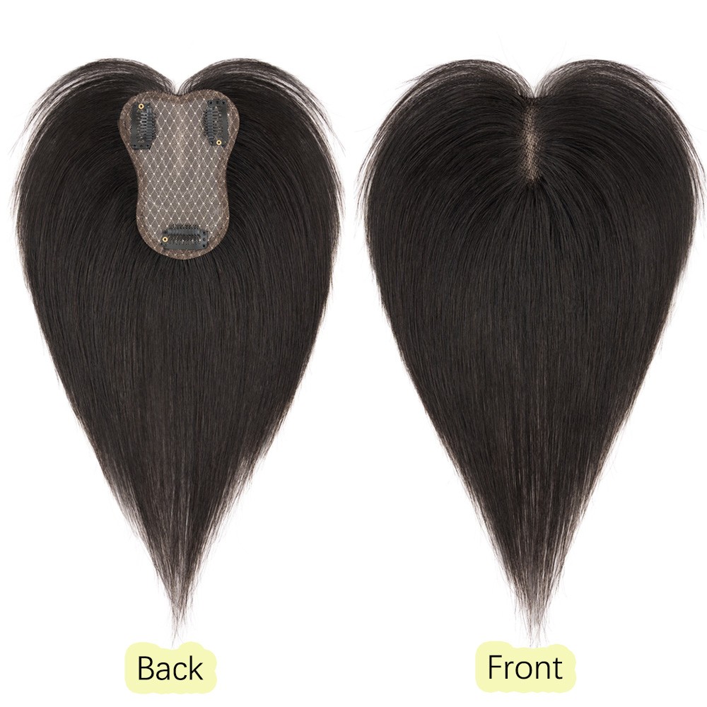 Curtain Bangs Clip in HUMAN HAIR Topper Hairpiece FULL LACE Extensions 10inch US