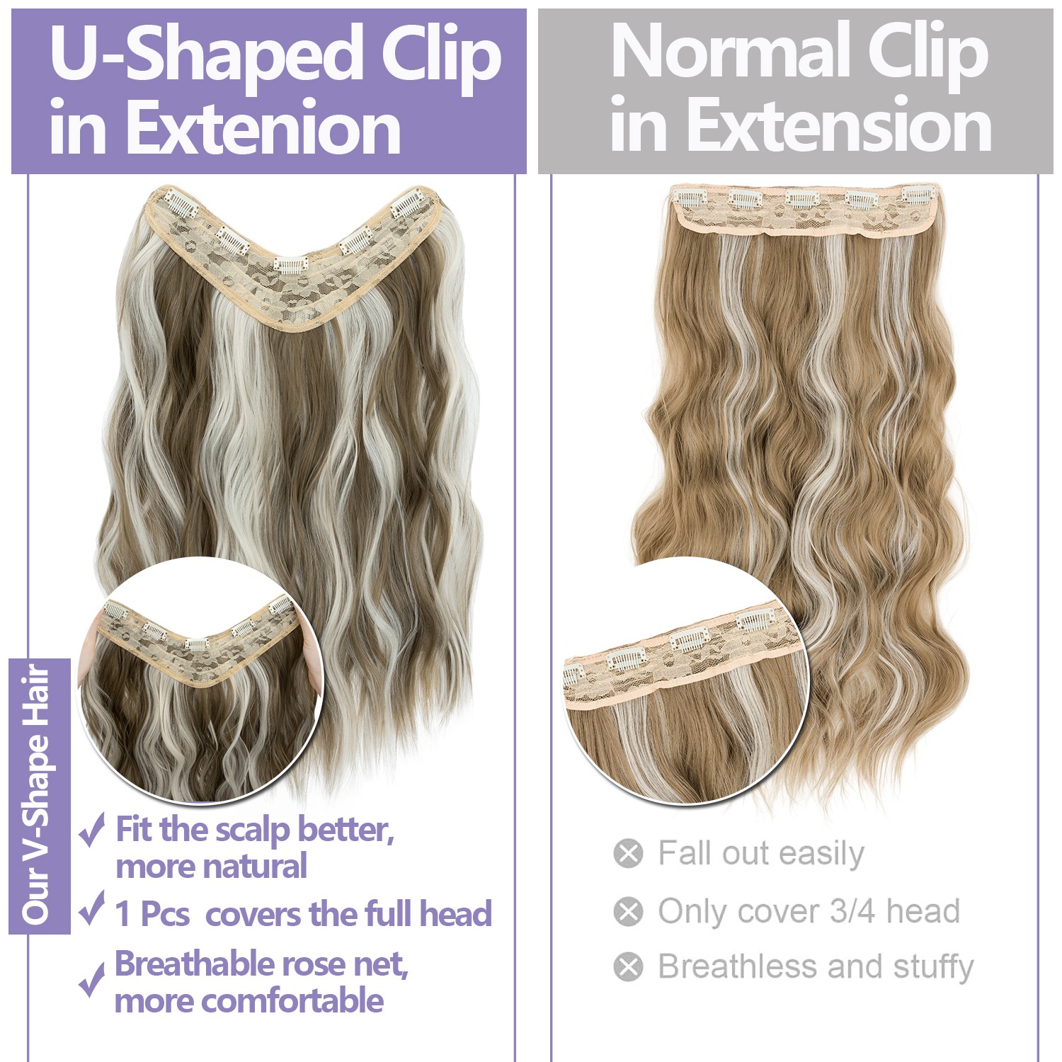 1PCS THICK 100% Real Natural Clip in AS Human Hair Extensions Full Head Straight