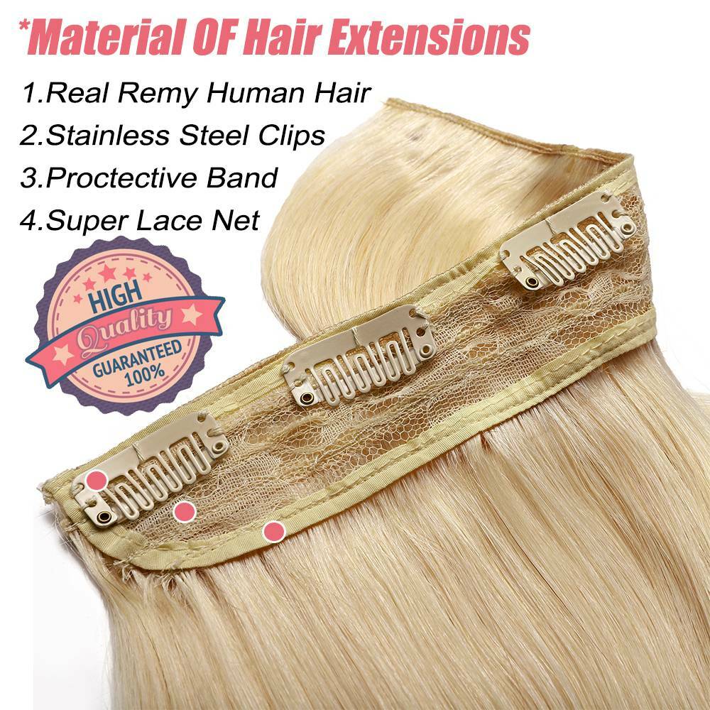 Thick 100% Real Remy Human Hair Extensions One Piece Clip In 3/4 Full Head Weft