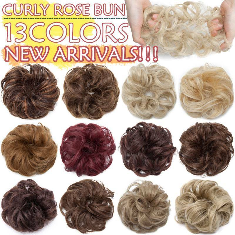 Real Natural Curly Messy Bun Hair Piece Scrunchie Hair Extensions as Human Blond