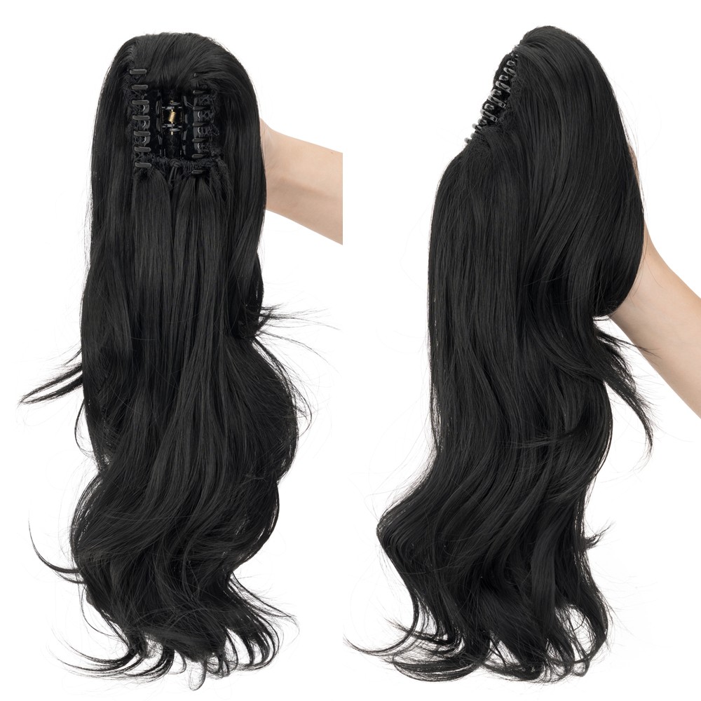 Claw Clip In Ponytail Clip On Pony Tail Hair Extensions for Women Wavy Long 18in