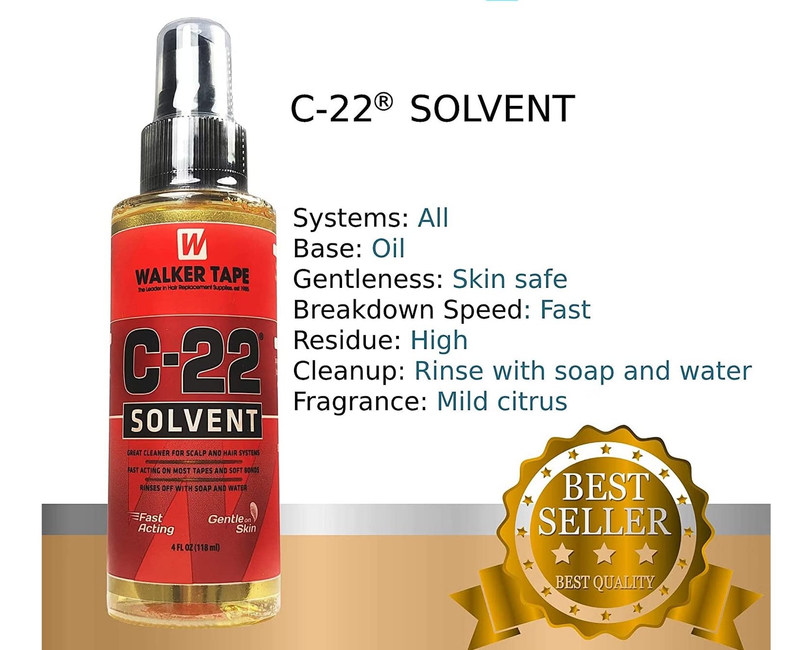 Walker Tape C-22 Solvent Spray 4 oz, 4 Fl Oz (Pack of 1), One Color