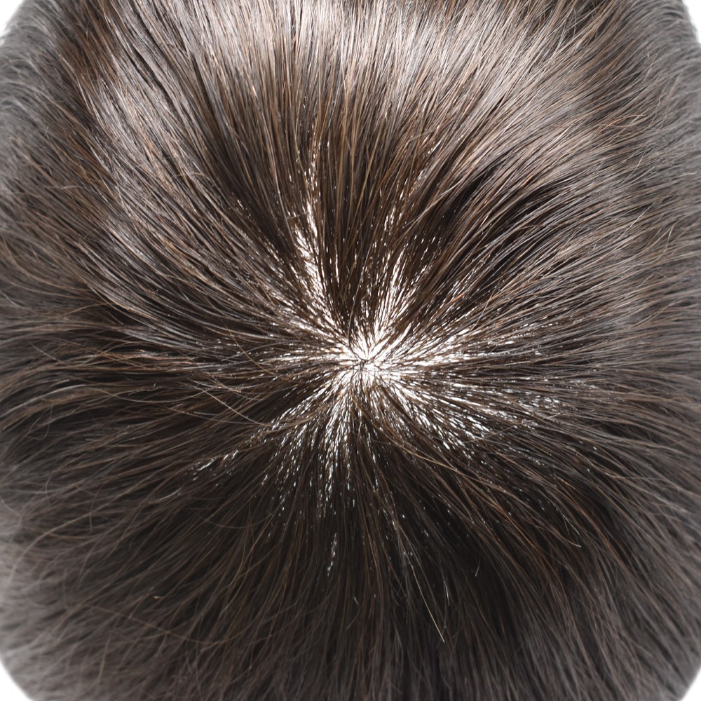 Men Human Hair Piece Replacement Systems Thin Skin Full Poly Toupee Hair Units