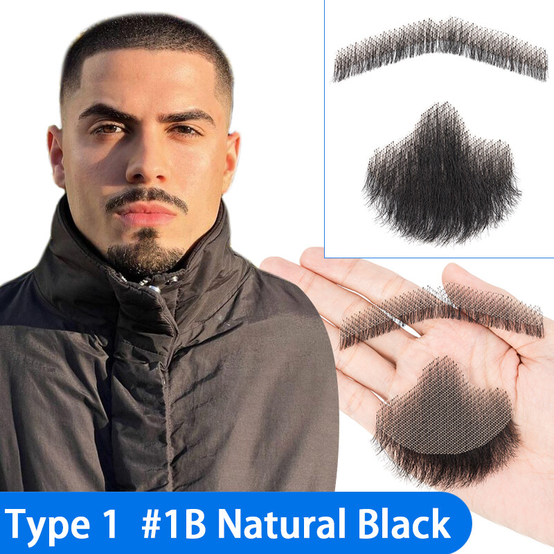 Fake Beard Human Hair Realistic Mustache Invisible Facial Hair Goatee Lace Beard