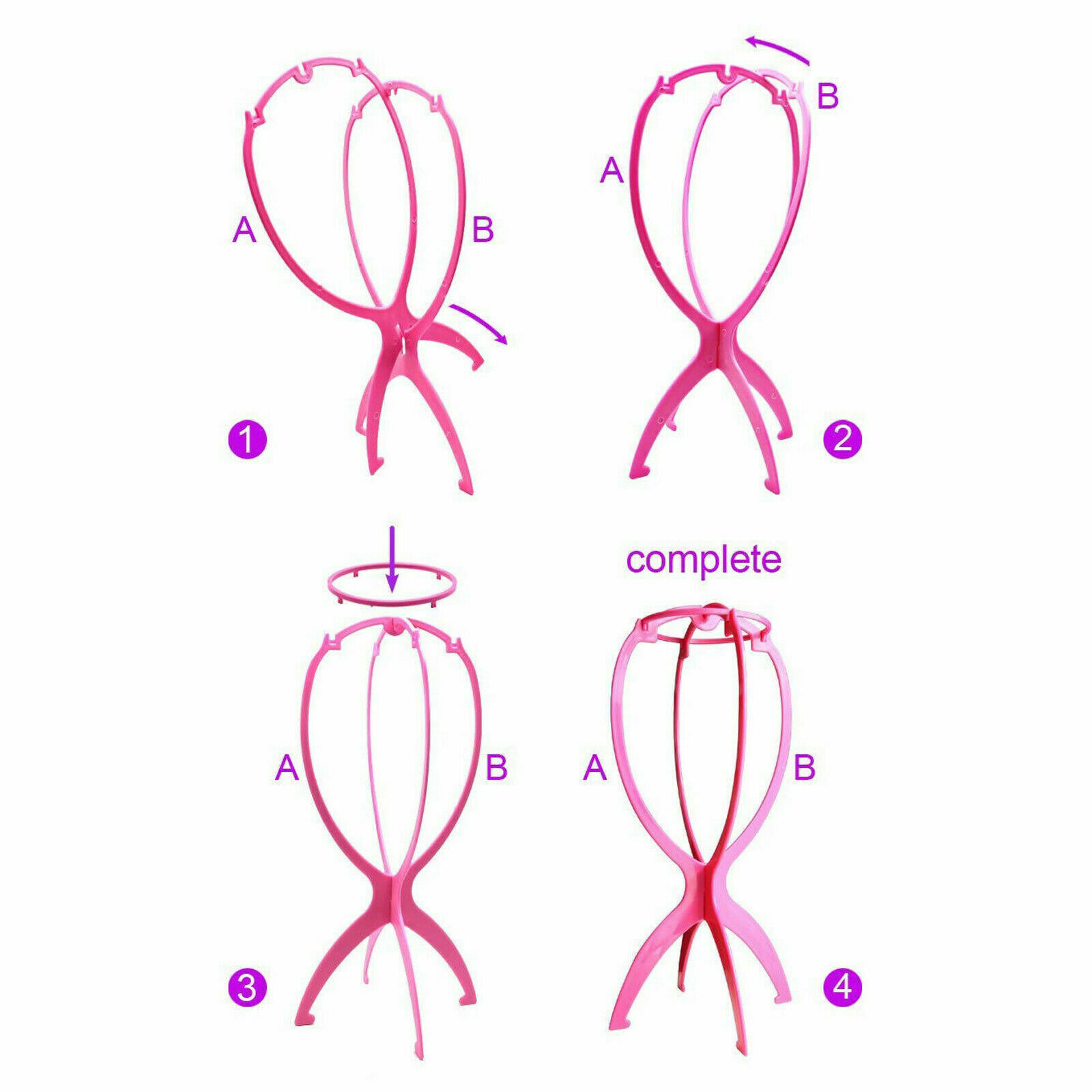 3PCS Wig Display Stand Mannequin Dummy Head Hat Cap Hair Holder Foldable Tools