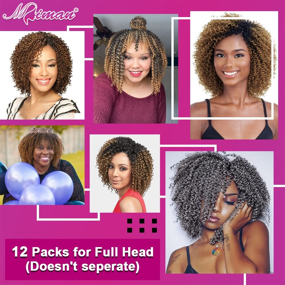 6 Packs 8 Inch Short Grey Passion Twist Hair Marlybob Jerry Curl Crochet Hair…