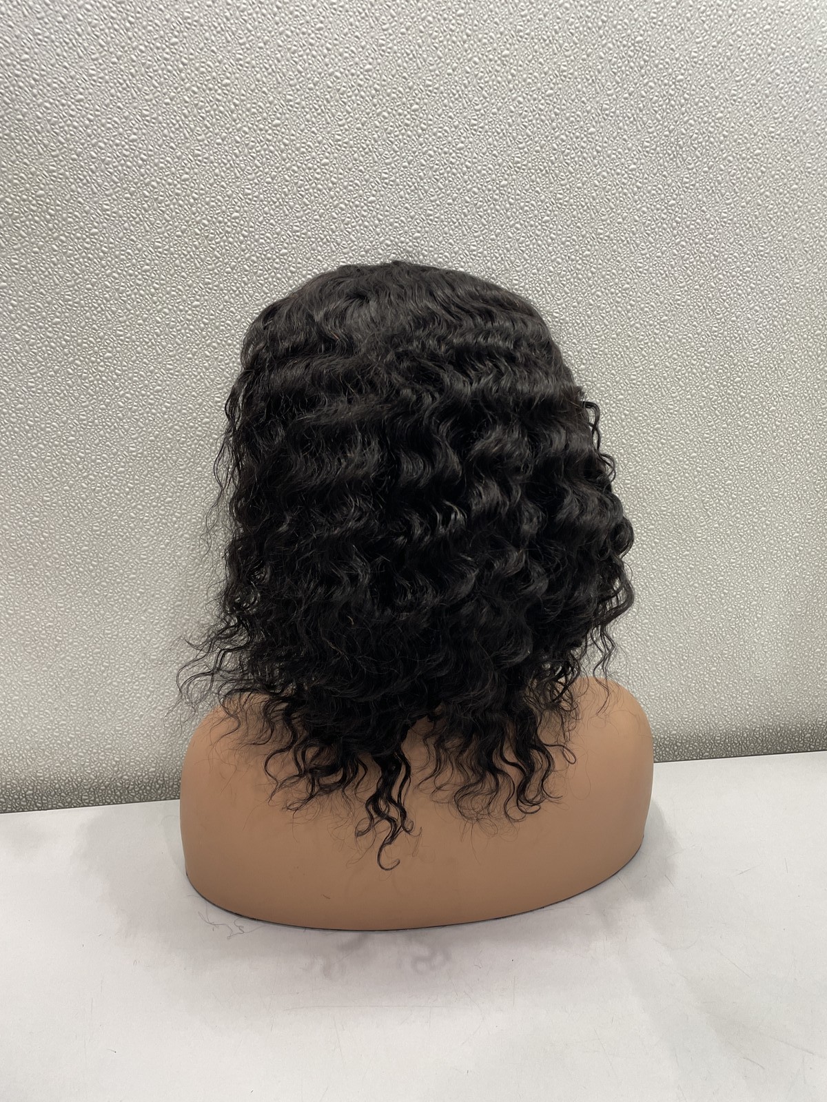 Wenyan Natural Black Deep Wave Human Hair Headband Glueless Wig, 12″