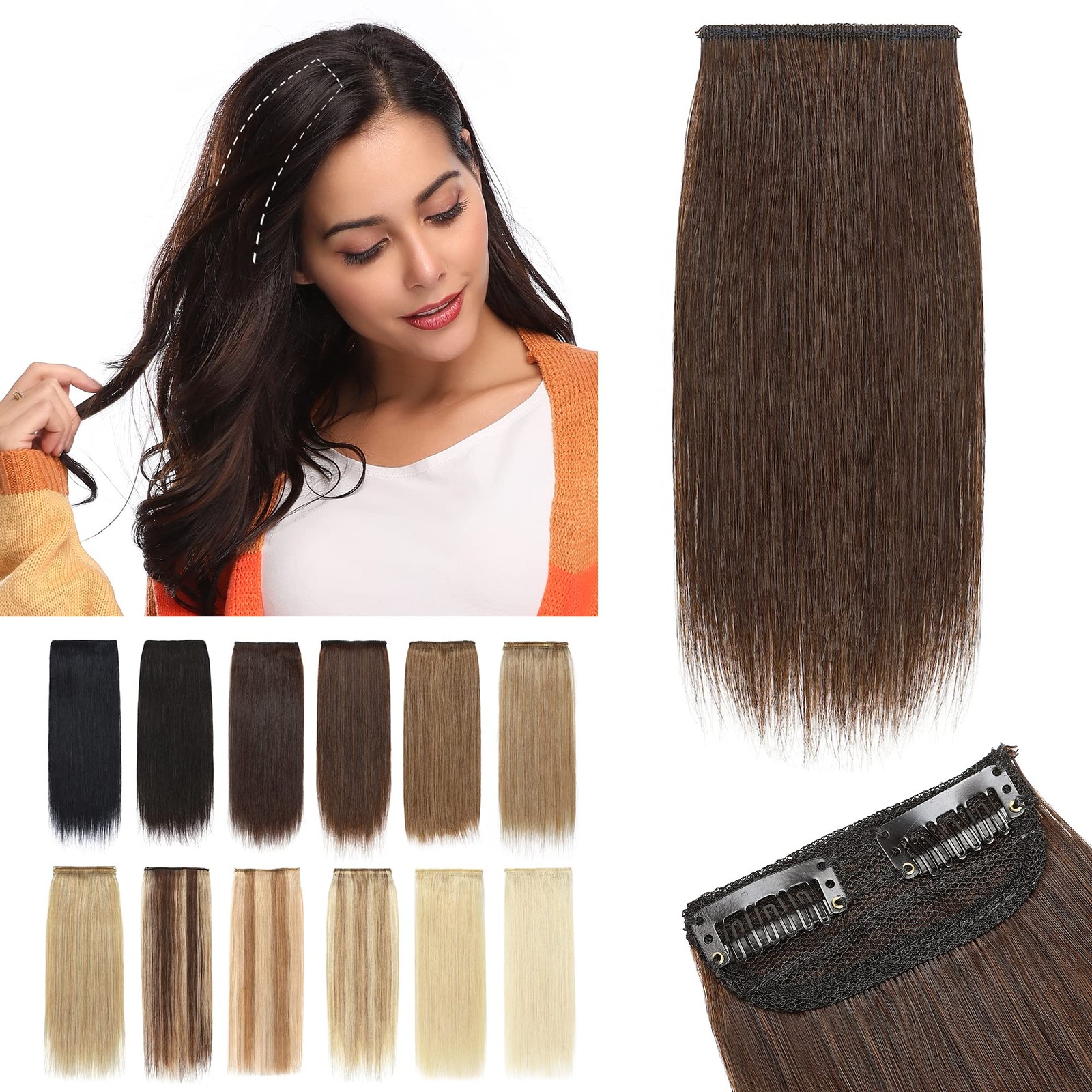 2 Pcs Short Hair Extensions Clip in Human Hair 6 Inch 20g Hairpiece Human Hai…