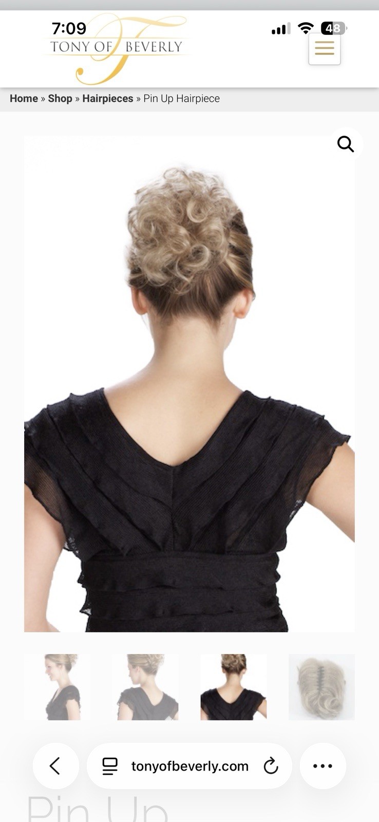 Tony Of Beverly Snappy Clip 5″ Pin Up Hair Piece Clip in Color: 4 Dark Brown NIB