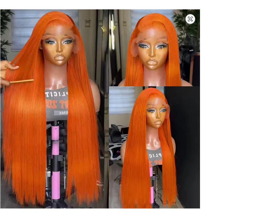 350 Ginger Orange Straight Human Hair Wigs 13X4 Hd Lace Frontal Wigs 250%