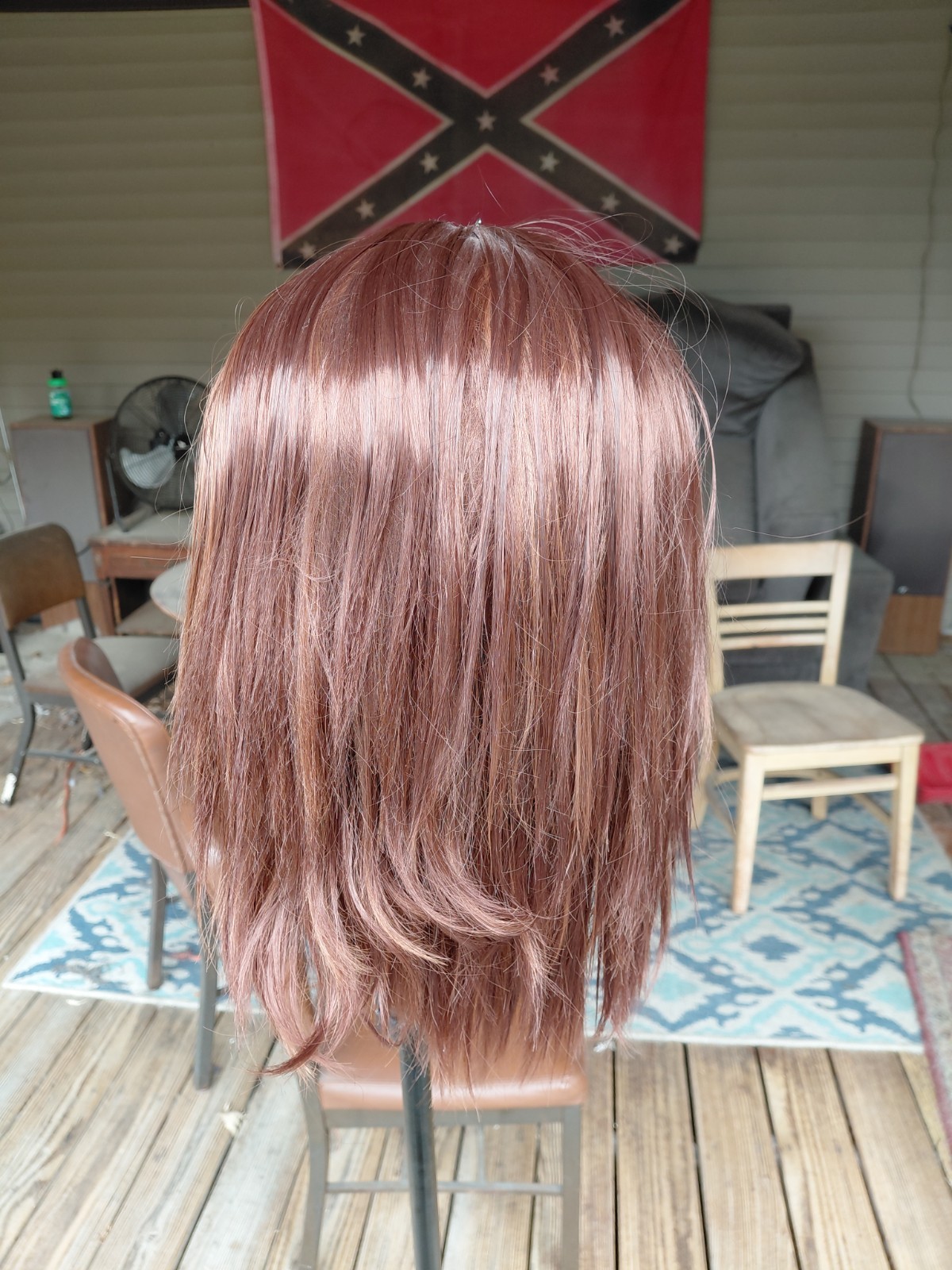 wig auburn medium brown straight texture classic cap elastic women adult