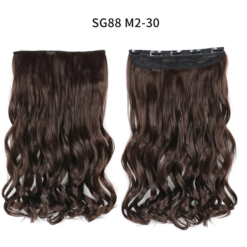 Long Straight 5 Clip In 22Inch Synthetic Hair Extensions Natural Fake Hairpiece